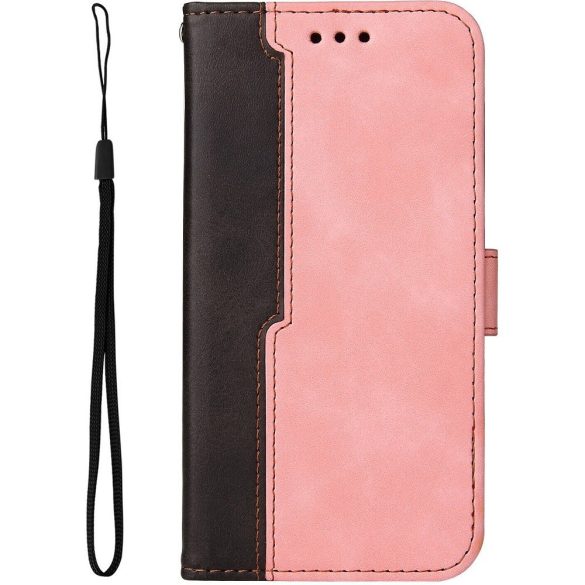 Apple iPhone 12 / 12 Pro, Oldalra nyíló tok, stand, kártyatartóval, kézpánttal, Wooze Colour Wallet, rózsaszín