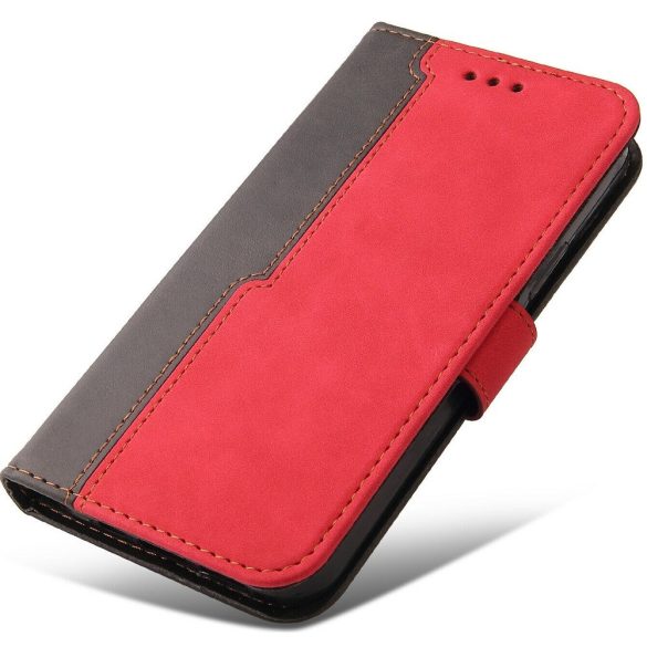 Apple iPhone 13 Mini, Oldalra nyíló tok, stand, kártyatartóval, kézpánttal, Wooze Colour Wallet, piros