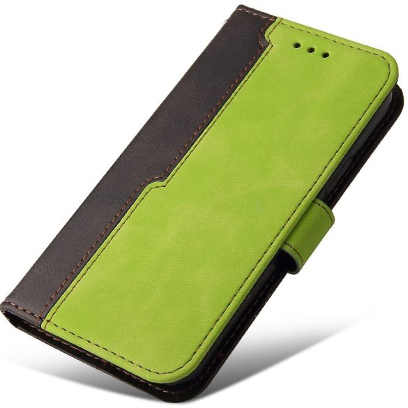 Apple iPhone 13 Mini, Oldalra nyíló tok, stand, kártyatartóval, kézpánttal, Wooze Colour Wallet, zöld