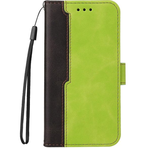 Apple iPhone 14 Plus, Oldalra nyíló tok, stand, kártyatartóval, kézpánttal, Wooze Colour Wallet, zöld