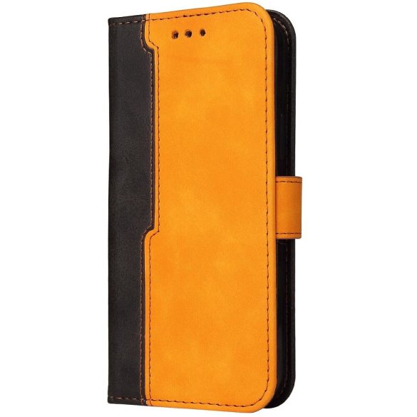 Apple iPhone 14 Pro Max, Oldalra nyíló tok, stand, kártyatartóval, kézpánttal, Wooze Colour Wallet, narancssárga