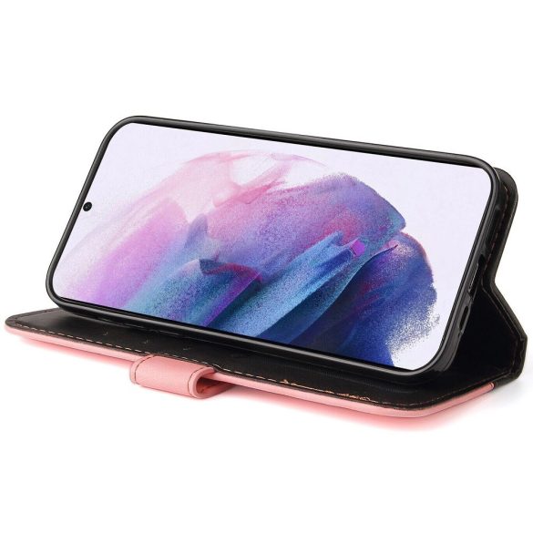 Apple iPhone 14 Pro Max, Oldalra nyíló tok, stand, kártyatartóval, kézpánttal, Wooze Colour Wallet, rózsaszín