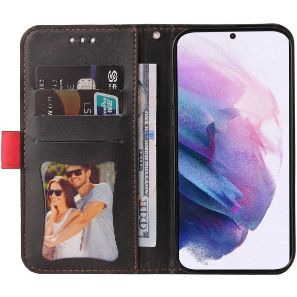 Samsung Galaxy A02s / M02s SM-A025F / M025F, Oldalra nyíló tok, stand, kártyatartóval, kézpánttal, Wooze Colour Wallet, piros