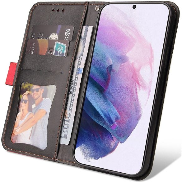 Samsung Galaxy A02s / M02s SM-A025F / M025F, Oldalra nyíló tok, stand, kártyatartóval, kézpánttal, Wooze Colour Wallet, piros