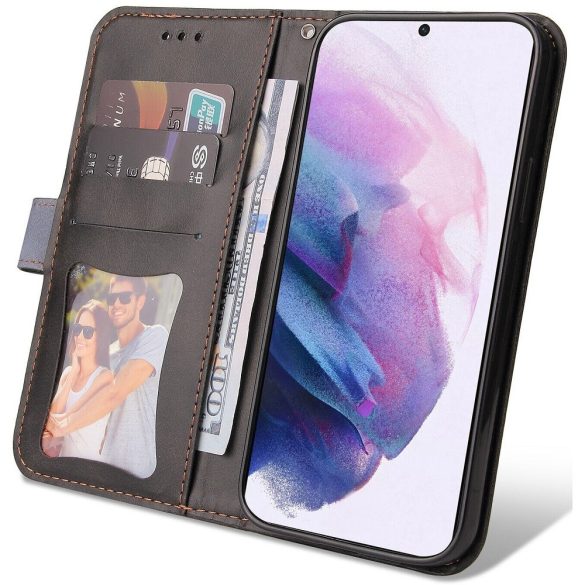 Samsung Galaxy A03 Core SM-A032F, Oldalra nyíló tok, stand, kártyatartóval, kézpánttal, Wooze Colour Wallet, szürke