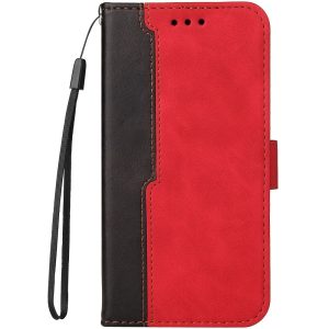 Samsung Galaxy A12 / A12 Nacho / M12 SM-A125F / A127F / M127F, Oldalra nyíló tok, stand, kártyatartóval, kézpánttal, Wooze Colour Wallet, piros