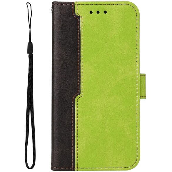 Samsung Galaxy A32 5G SM-A326B, Oldalra nyíló tok, stand, kártyatartóval, kézpánttal, Wooze Colour Wallet, zöld