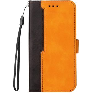 Samsung Galaxy A33 5G SM-A336B, Oldalra nyíló tok, stand, kártyatartóval, kézpánttal, Wooze Colour Wallet, narancssárga