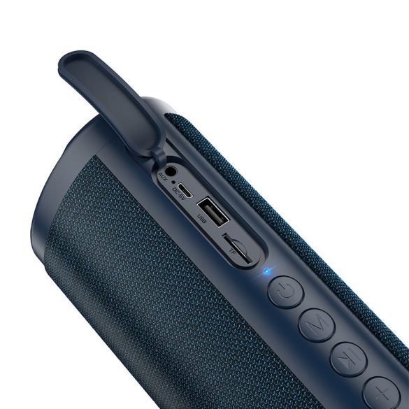 Bluetooth hordozható hangszóró, 2 x 5W, v5.0, TWS, Beépített FM rádió, TF kártyaolvasó, USB aljzat, 3.5mm, Kihangosított hívás támogatás, felakasztható, vízálló, Hoco HC4 Bella, kék