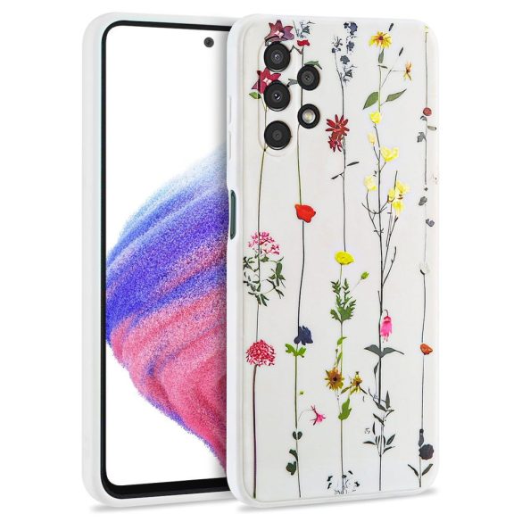 Samsung Galaxy A53 5G SM-A536U, Szilikon tok, virágoskert minta, TP Mood, fehér
