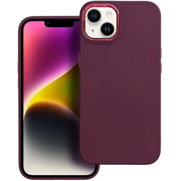 Apple iPhone 12 / 12 Pro, Szilikon tok, közepesen ütésálló, fémhatású kamera keret, Frame Case, lila