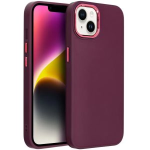 Samsung Galaxy A14 4G / A14 5G SM-A145F / A146B, Szilikon tok, közepesen ütésálló, fémhatású kamera keret, Frame Case, lila