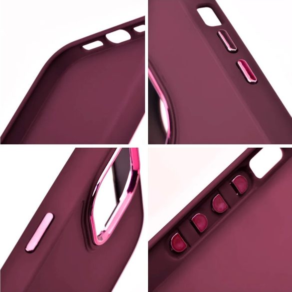 Samsung Galaxy A54 5G SM-A546B, Szilikon tok, közepesen ütésálló, fémhatású kamera keret, Frame Case, lila