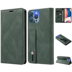   Samsung Galaxy A73 5G SM-A736B, Oldalra nyíló tok, stand, kártyatartóval, kézpánttal, Wooze Business Plus, sötétzöld