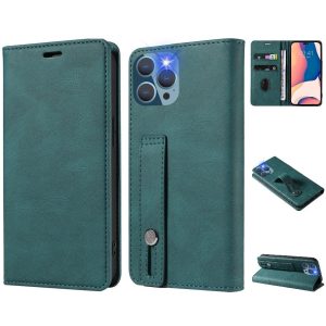 Huawei P50 Pro, Oldalra nyíló tok, stand, kártyatartóval, kézpánttal, Wooze Business Plus, zöld