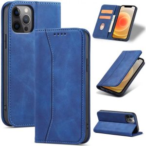 Huawei Nova Y90, Oldalra nyíló tok, stand, kártyatartóval, Wooze Business, kék