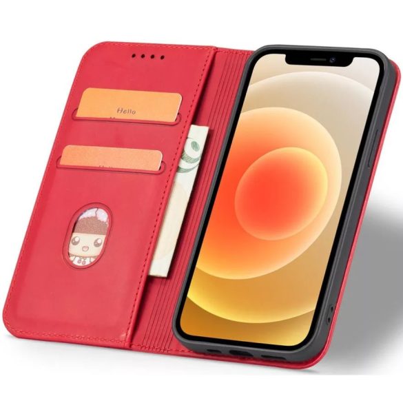 Motorola Moto G72, Oldalra nyíló tok, stand, kártyatartóval, Wooze Business, piros