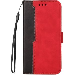Xiaomi Redmi Note 12 5G / Poco X5 5G, Oldalra nyíló tok, stand, kártyatartóval, kézpánttal, Wooze Colour Wallet, piros