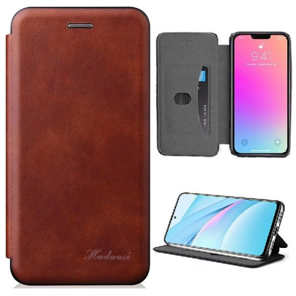 Xiaomi Redmi Note 12 Pro 5G / Poco X5 Pro 5G, Oldalra nyíló tok, stand, Wooze Protect And Dress Book, barna