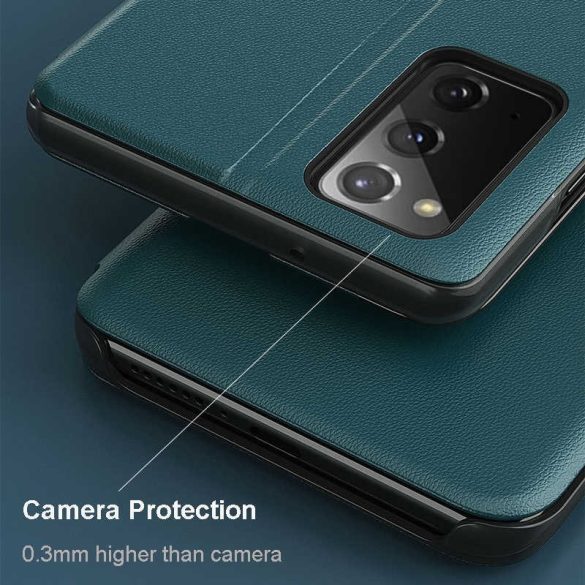 Huawei Honor Magic 5 Pro, Oldalra nyíló tok, stand, hívás mutatóval, Wooze FashionBook, zöld