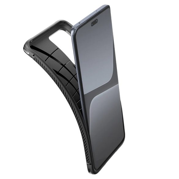 Xiaomi 13 Lite / Civi 2, Szilikon tok, Spigen Rugged Armor, karbon minta, fekete