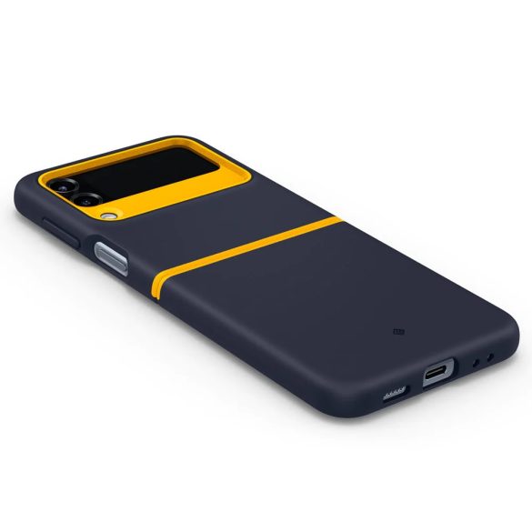 Samsung Galaxy Z Flip4 SM-F721B, Szilikon tok, közepesen ütésálló, légpárnás sarok, Spigen Caseology Nano Pop, sötétkék