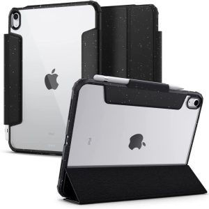 Apple iPad 10.9 (2022) / iPad 11 (2025), mappa tok, légpárnás sarok, közepesen ütésálló, Apple Pencil tartóval, Smart Case, Spigen Ultra Hybrid Pro, átlátszó/szürke