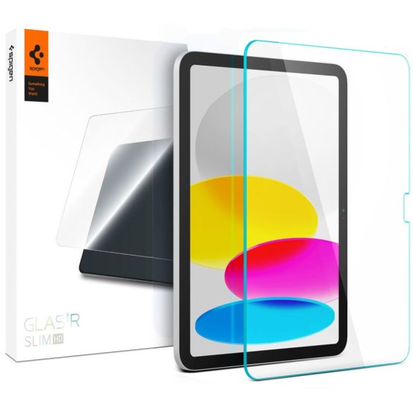 Apple iPad 10.9 (2022), Kijelzővédő fólia, ütésálló fólia, Tempered Glass (edzett üveg), Spigen Glastr Slim HD, Clear