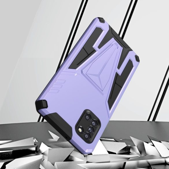 Huawei Mate 50 Pro, Műanyag hátlap védőtok szilikon belső, közepesen ütésálló, kitámasztóval, Wooze Supportive Care, lila