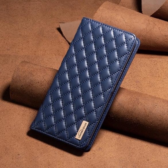 Samsung Galaxy M54 5G SM-M546B, Oldalra nyíló tok, stand, kártyatartóval, 3D rombusz minta, Wooze Pillow, kék