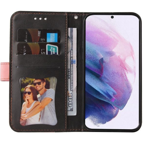 Samsung Galaxy M54 5G SM-M546B, Oldalra nyíló tok, stand, kártyatartóval, kézpánttal, Wooze Colour Wallet, rózsaszín