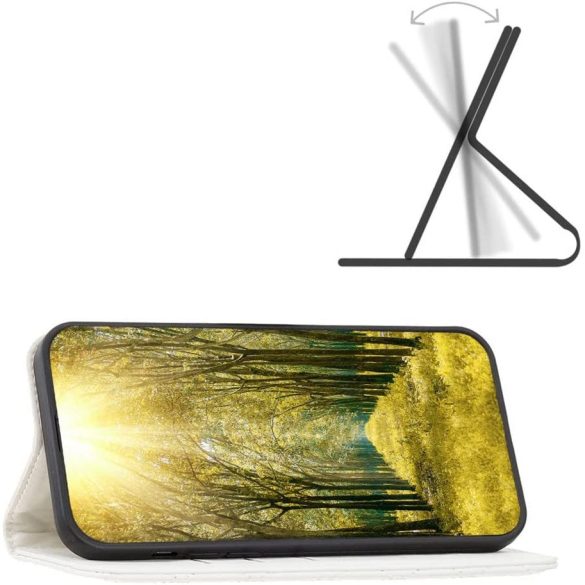 Huawei Nova 11, Oldalra nyíló tok, stand, kártyatartóval, 3D rombusz minta, Wooze Pillow, fehér