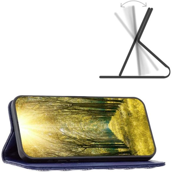 Huawei Nova 11, Oldalra nyíló tok, stand, kártyatartóval, 3D rombusz minta, Wooze Pillow, kék