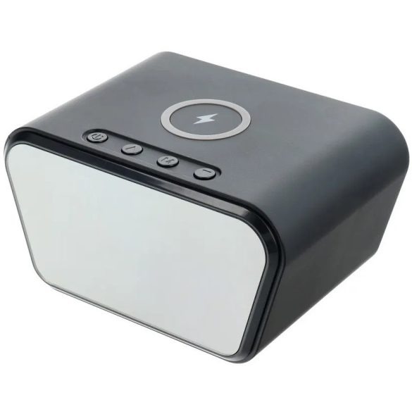 Univerzális vezeték nélküli töltő állomás, Qi Wireless, 15W, Óra funkció, Hőmérő funkció, gyorstöltés, QC 3.0, fekete