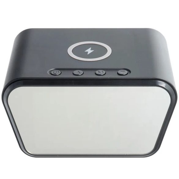 Univerzális vezeték nélküli töltő állomás, Qi Wireless, 15W, Óra funkció, Hőmérő funkció, gyorstöltés, QC 3.0, fekete