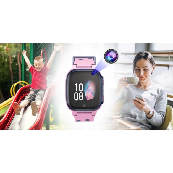 Bluetooth okosóra, Gyerekeknek, Érintő kijelző, aktivitás mérő, GPS lokátor, Forever Call Me 2, rózsaszín