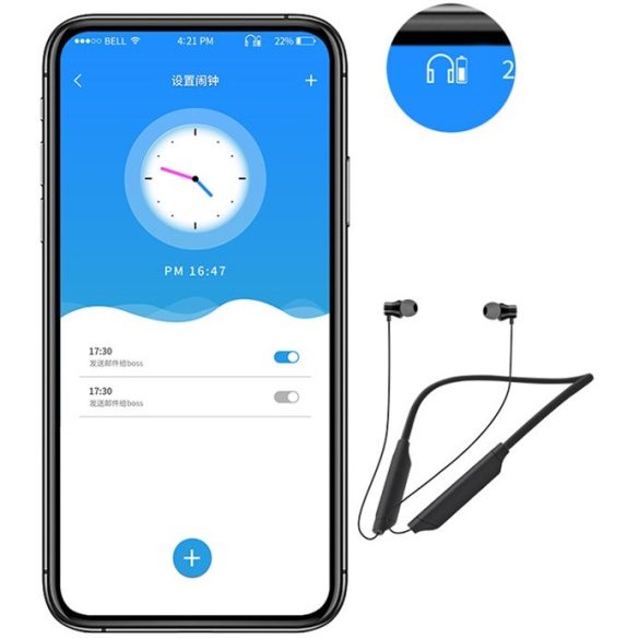Bluetooth sztereó fülhallgató, v5.3, sportoláshoz, mikrofon, funkció gomb, hangerő szabályzó, zajszűrővel, mágneses, vízálló, Wooze Sport NeckBand, fekete/piros