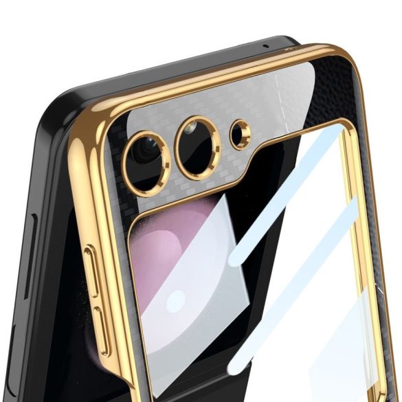 Samsung Galaxy Z Flip5 SM-F731B, Műanyag hátlap védőtok, márvány minta, TP Mood Marble, arany/lila