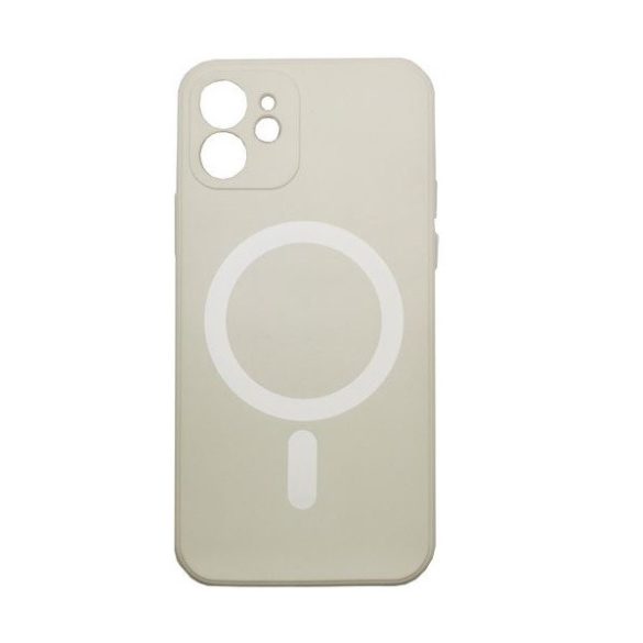 Apple iPhone 15 Plus, Szilikon tok, mágnes gyűrűvel, MagSafe töltővel kompatibilis, Wooze Magsafe Case, fehér