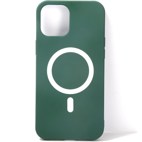 Apple iPhone 15 Plus, Szilikon tok, mágnes gyűrűvel, MagSafe töltővel kompatibilis, Wooze Magsafe Case, zöld