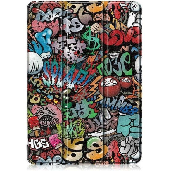 Samsung Galaxy Tab S9 Ultra 14.6 SM-X910 / X916B, mappa tok, graffiti minta, Trifold, színes