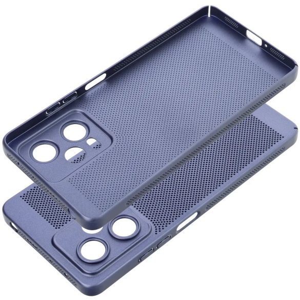 Apple iPhone 15 Pro, Műanyag hátlap védőtok, légáteresztő, lyukacsos minta, Breezy, kék