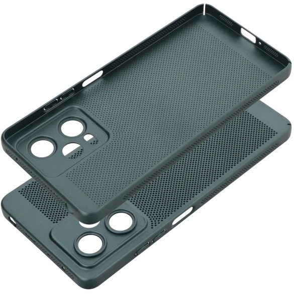 Apple iPhone 15 Pro Max, Műanyag hátlap védőtok, légáteresztő, lyukacsos minta, Breezy, sötétzöld