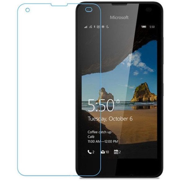 Microsoft Lumia 550, Kijelzővédő fólia, ütésálló fólia, Tempered Glass (edzett üveg), Clear