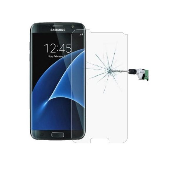 Samsung Galaxy S7 Edge SM-G935, Kijelzővédő fólia (csak a vízszintes felületre!), ütésálló fólia, Tempered Glass (edzett üveg), Clear