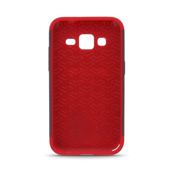 Samsung Galaxy J1 SM-J100F, Műanyag hátlap védőtok, közepesen ütésálló, Beeyo Synergy, piros/szürke
