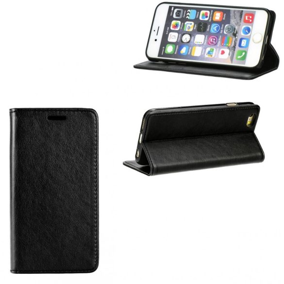Apple iPhone 6 Plus / 6S Plus, Oldalra nyíló tok, stand, Magnet Book, fekete