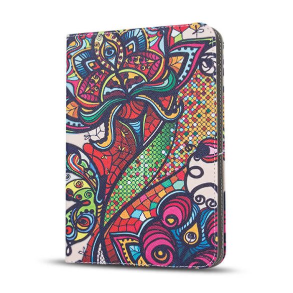 Univerzális TabletPC tok, mappa tok, 9-10", stand, hímzés minta, színes
