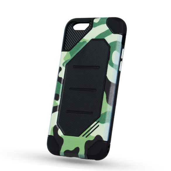 LG K8 (2017), Műanyag hátlap védőtok, Defender Army, közepesen ütésálló, terepmintás, fekete/zöld