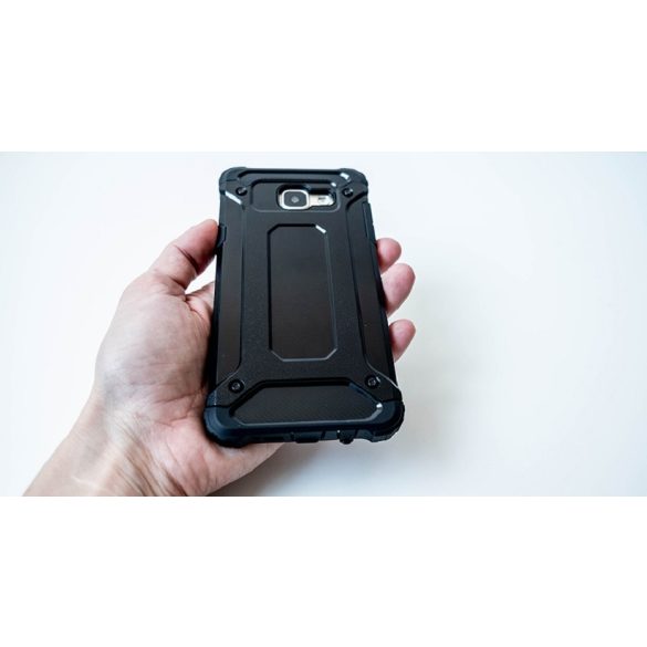 LG K8 (2017), Műanyag hátlap védőtok, Defender, fémhatású, fekete